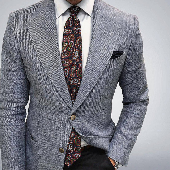 Herren Taillierter Strukturierter Frühjahrs-Blazer mit Textur - Hellgrau