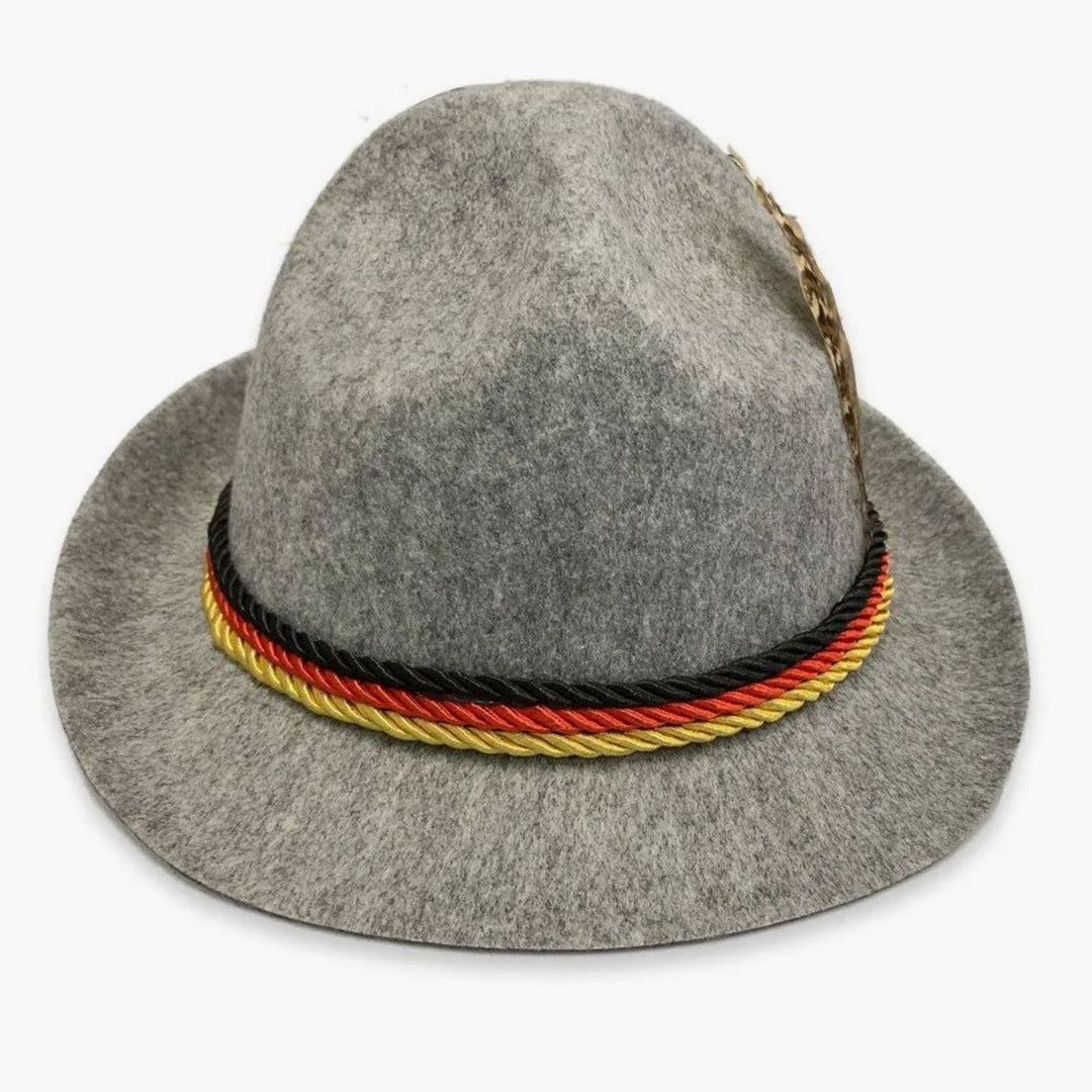 Herren Trachten-Komplettset Lederhose Karohemd Oktoberfest - Grauer Hut