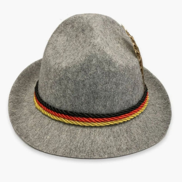 Herren Trachten-Komplettset Lederhose Karohemd Oktoberfest - Grauer Hut