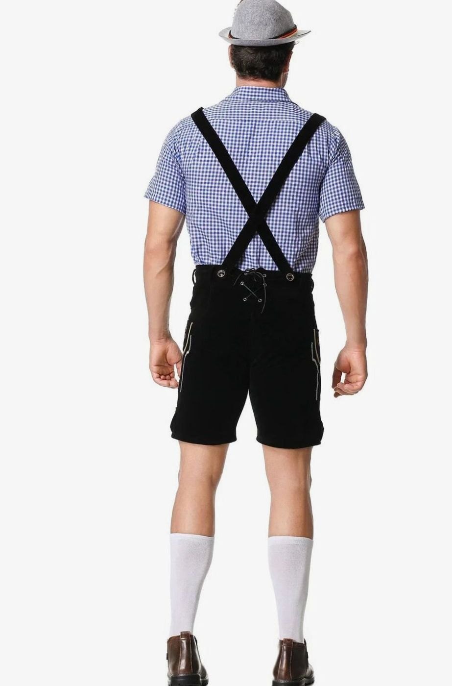 Herren Trachten-Komplettset Lederhose Karohemd Oktoberfest