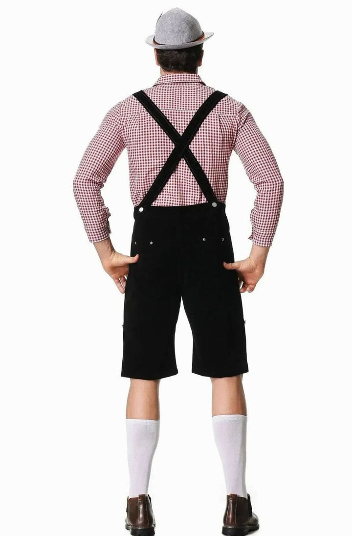 Herren Trachten-Kostüm Set kariertes Hemd Lederhose Oktoberfest