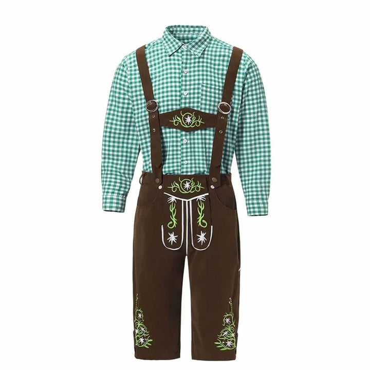 Herren Trachten-Set Lederhose und Hemd mit Hosenträgern Oktoberfest