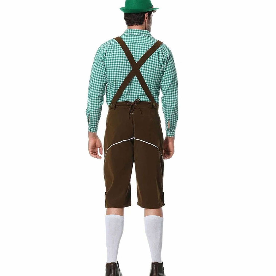 Herren Trachten-Set Lederhose und Hemd mit Hosenträgern Oktoberfest