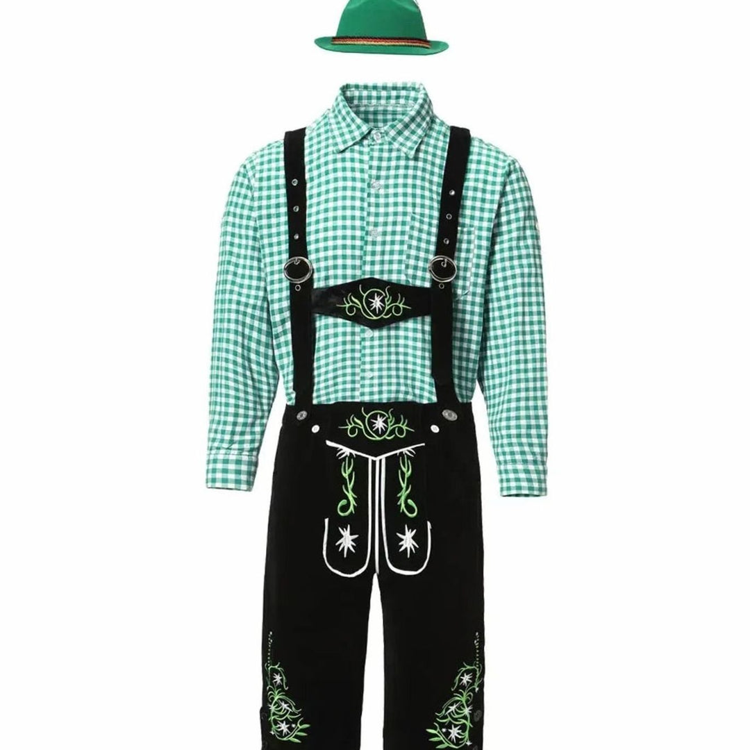 Herren Trachten-Set Lederhose und Hemd mit Hosenträgern Oktoberfest