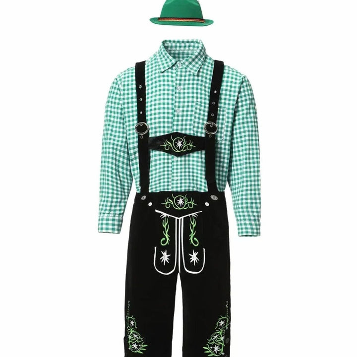 Herren Trachten-Set Lederhose und Hemd mit Hosenträgern Oktoberfest