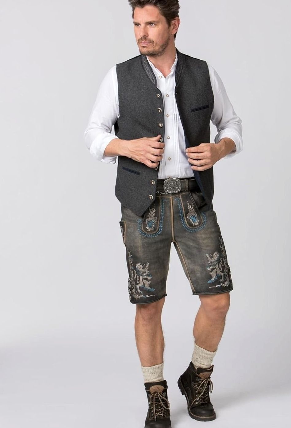 Herren Trachtenweste Figurnahe Bayerische Trachten-Gilet Weste