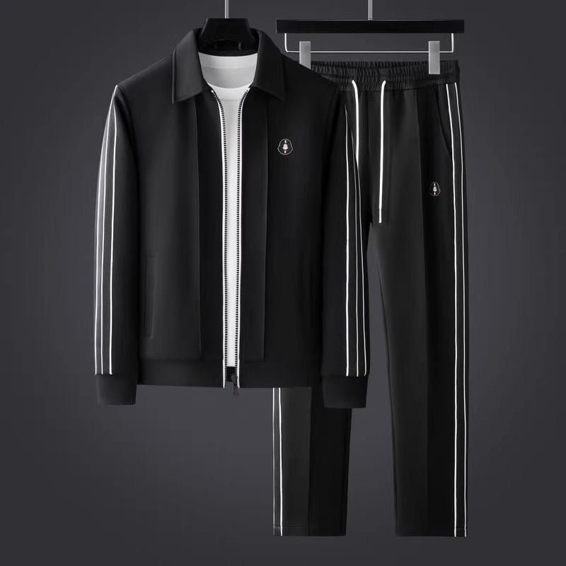 Herren Trainingsanzug Set Lycra Atmungsaktiv Sport - Black