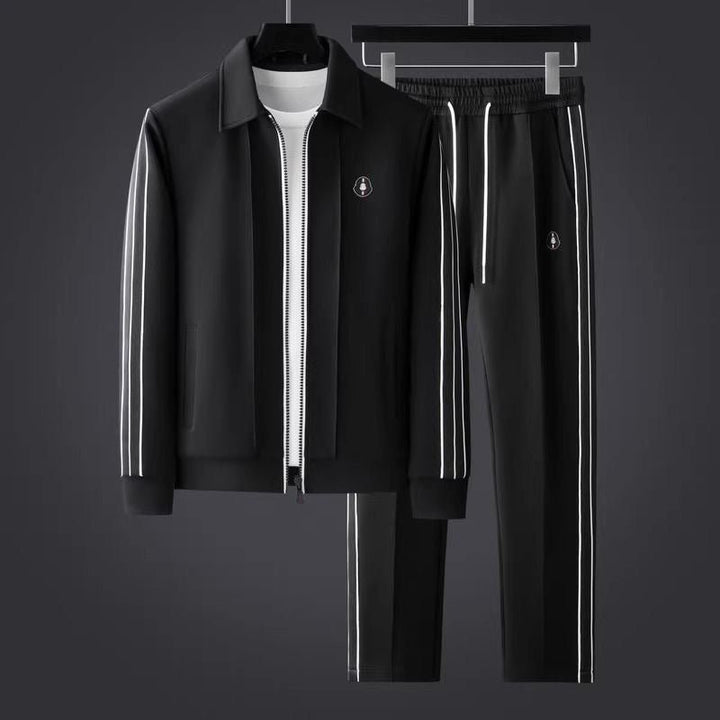 Herren Trainingsanzug Set Lycra Atmungsaktiv Sport - Black