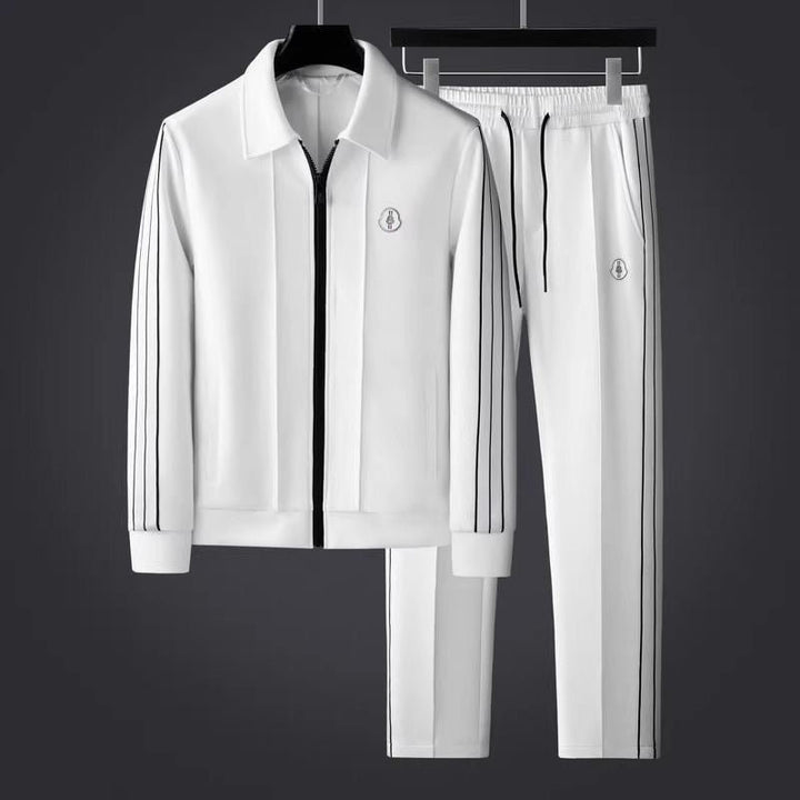 Herren Trainingsanzug Set Lycra Atmungsaktiv Sport - White