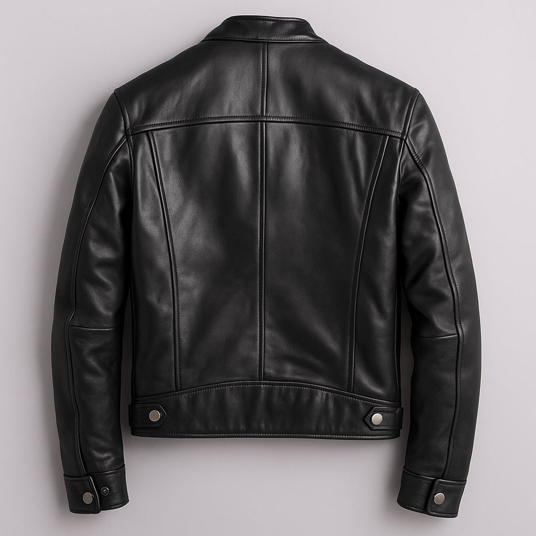 Herren Vintage Biker Lederjacke Reißverschluss Vier-Taschen-Design