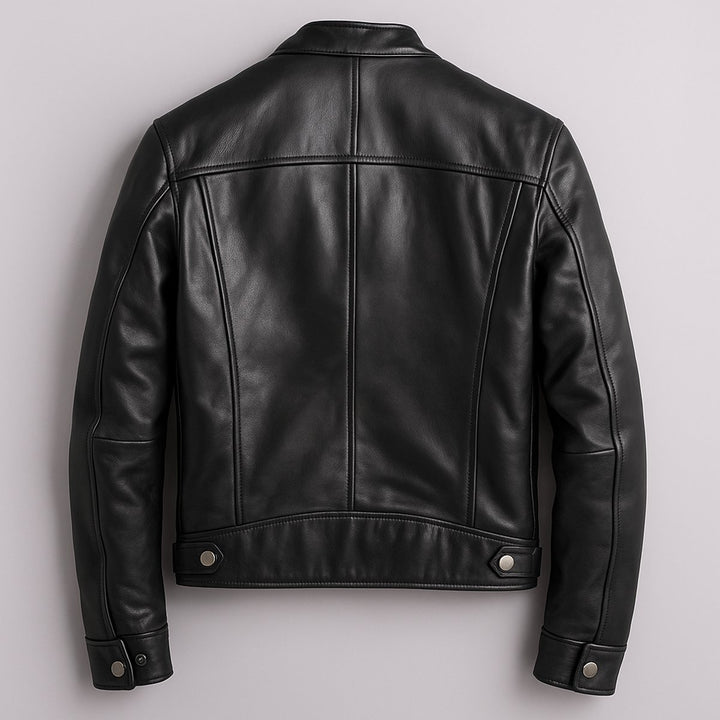 Herren Vintage Biker Lederjacke Reißverschluss Vier-Taschen-Design