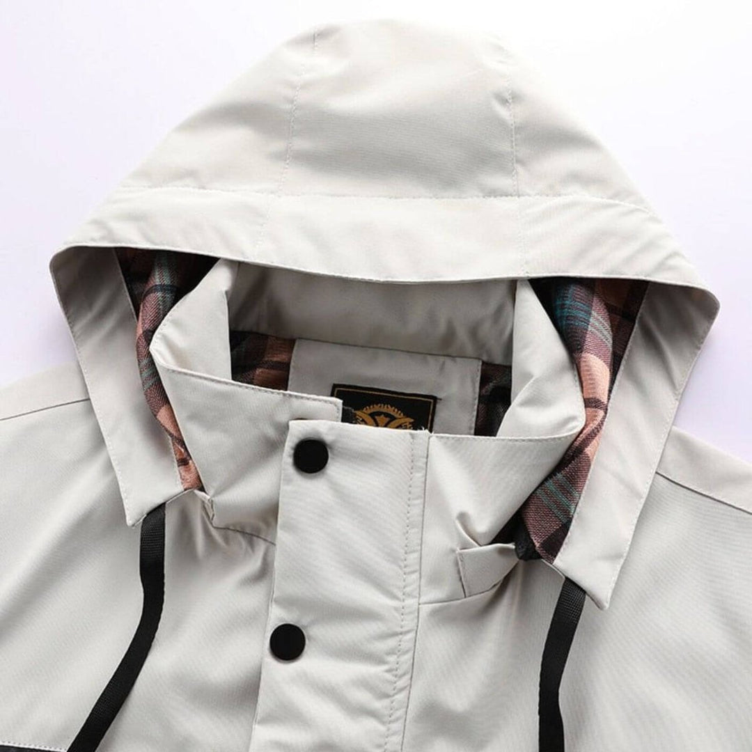 Herren Wasserdichte Gesteppte Outdoor-Jacke mit Kapuze Winddicht