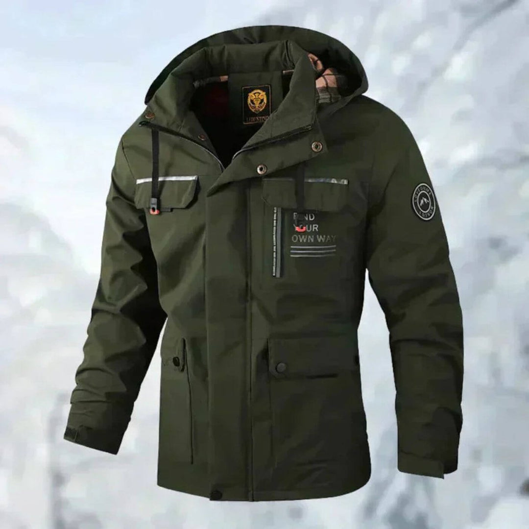 Herren Wasserdichte Gesteppte Outdoor-Jacke mit Kapuze Winddicht - Grün
