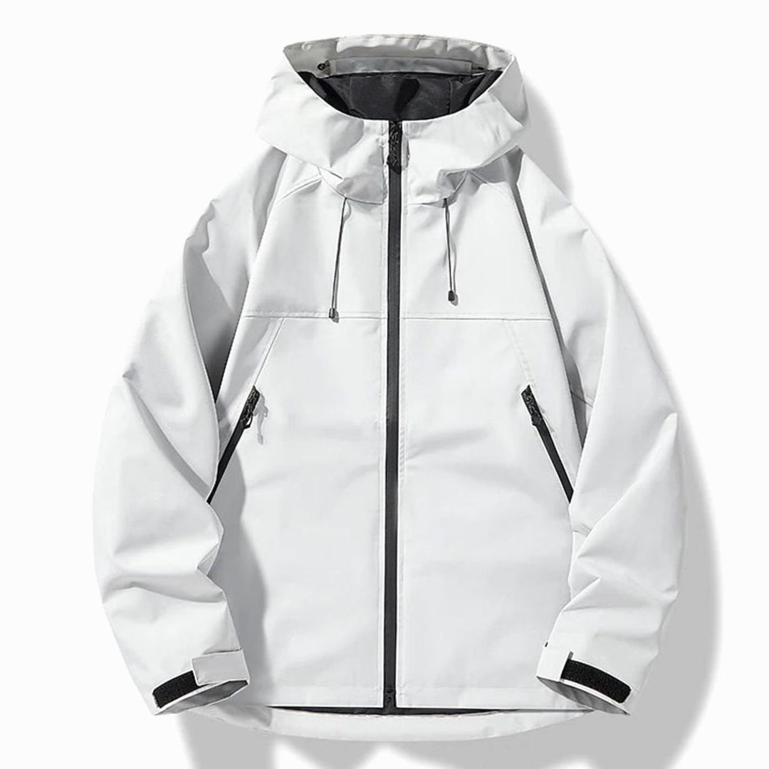 Herren Wasserdichte Winddichte Kapuzen Shell Jacke Outdoor - Weiß