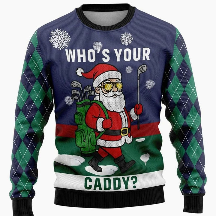 Herren Weihnachtspullover mit Schneemann-Print Rundhals - Weihnachtsmann Lila