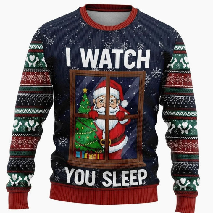 Herren Weihnachtspullover mit Schneemann-Print Rundhals - Weihnachtsmann Mehrfarbig 1