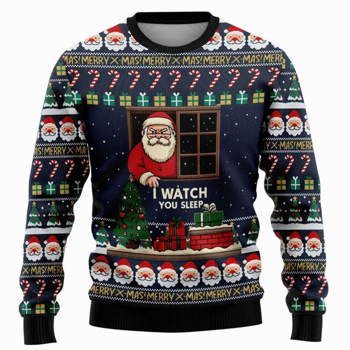 Herren Weihnachtspullover mit Schneemann-Print Rundhals - Weihnachtsmann Mehrfarbig 2