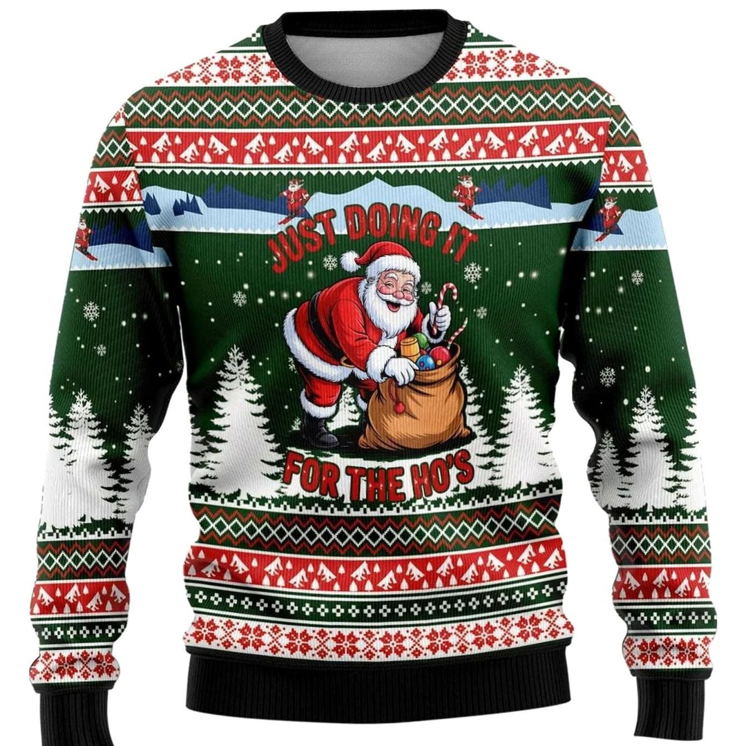 Herren Weihnachtspullover mit Schneemann-Print Rundhals - Weihnachtsmann Mehrfarbig 3