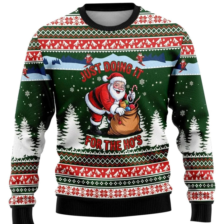 Herren Weihnachtspullover mit Schneemann-Print Rundhals - Weihnachtsmann Mehrfarbig 3