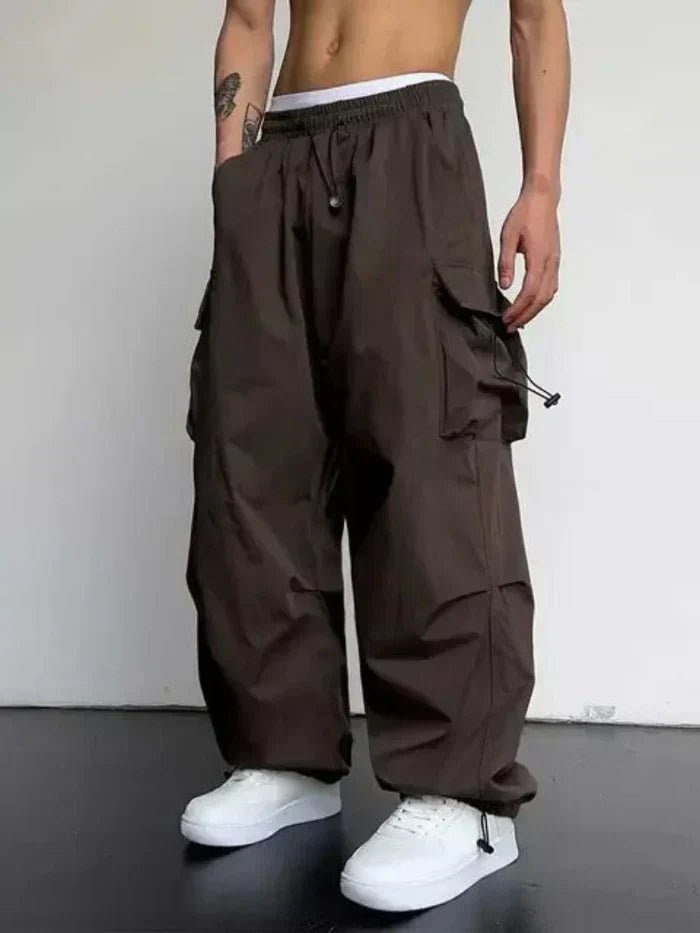 Herren Weit Geschnittene Cargo Hose mit Verstellbaren Bündchen - Dark Brown