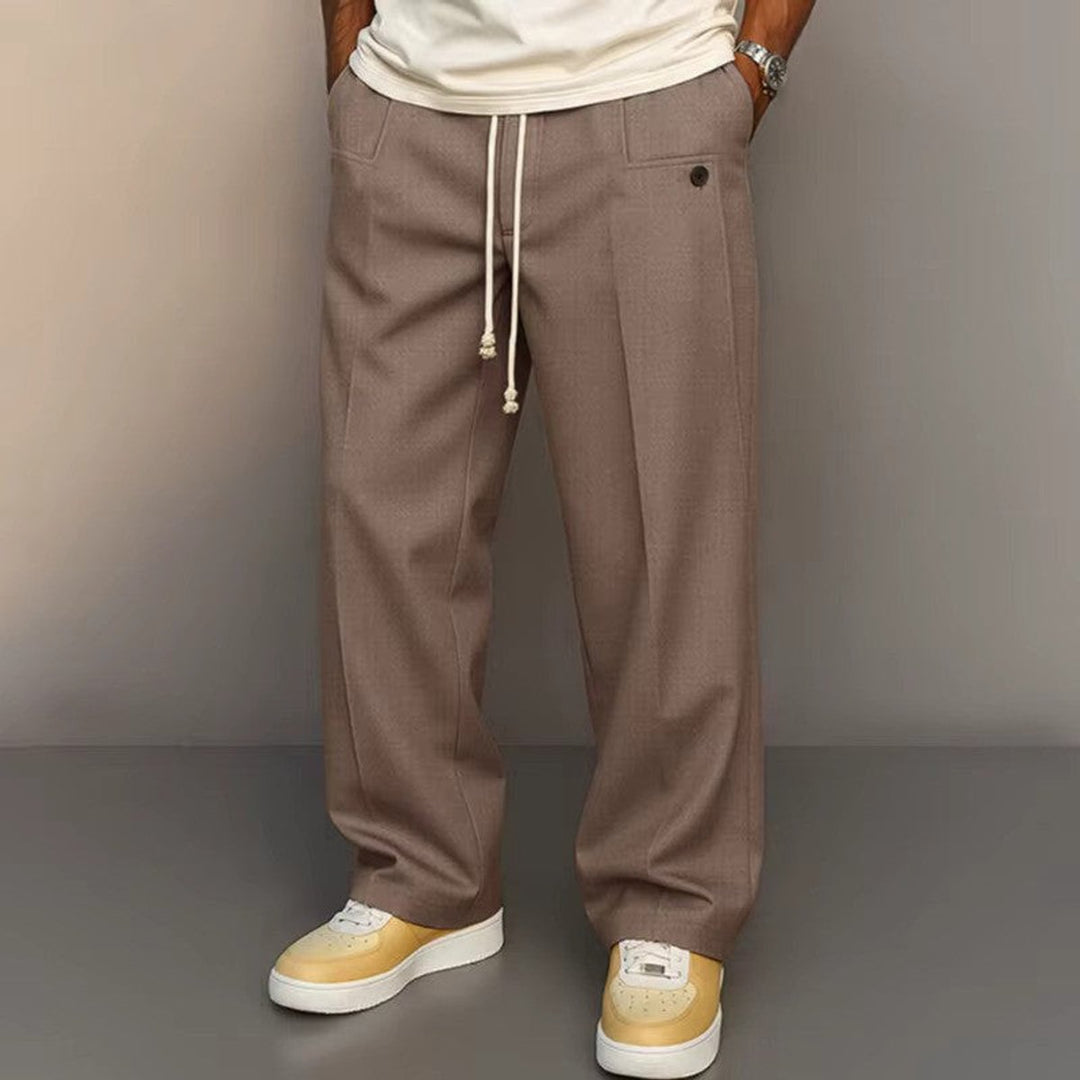 Herren Weite Komfort-Hose Kordelzug Moderne Freizeithose - Hellbraun