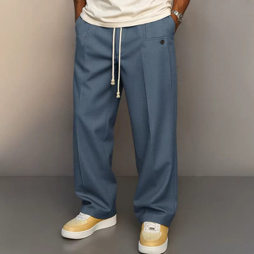Herren Weite Komfort-Hose Kordelzug Moderne Freizeithose - Blau