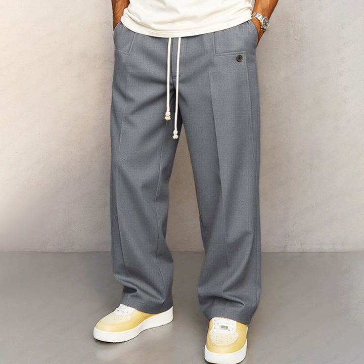 Herren Weite Komfort-Hose Kordelzug Moderne Freizeithose - Grau