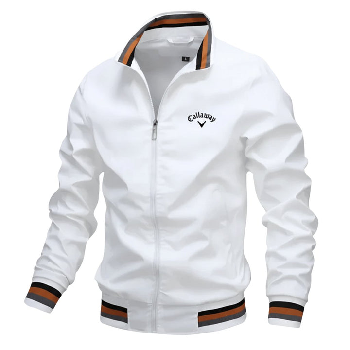 Herren Windbreaker Jacke Wasserfest Leicht Reissverschluss - White