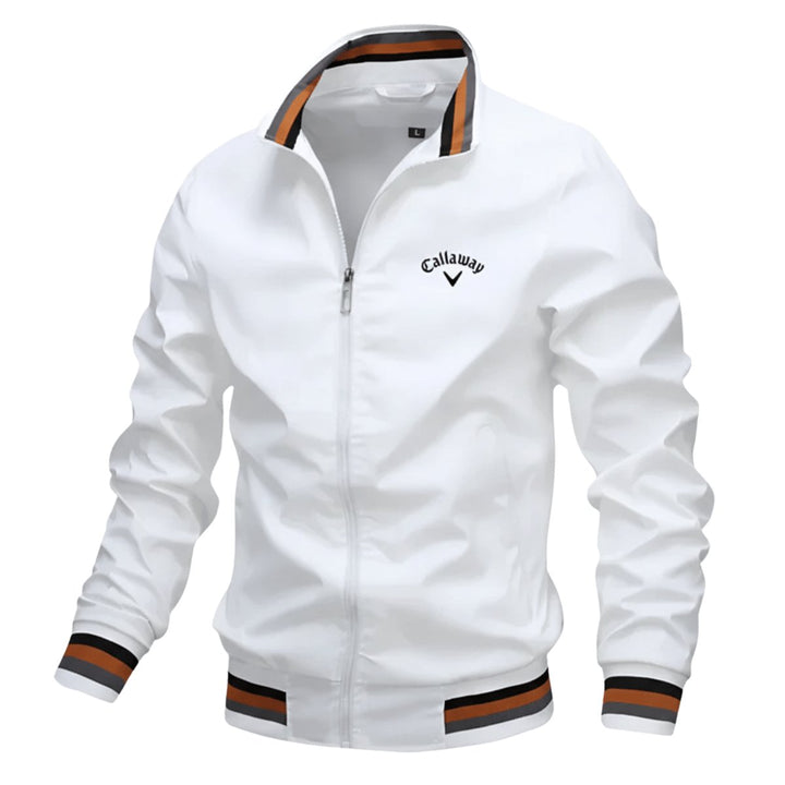 Herren Windbreaker Jacke Wasserfest Leicht Reissverschluss - White