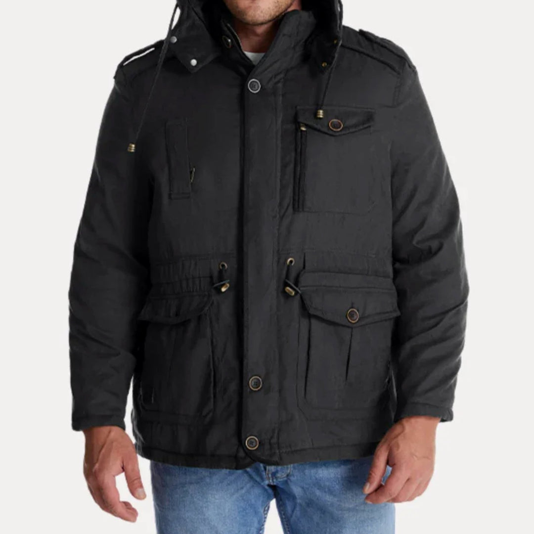 Herren Winterjacke mit Fleece-Futter robuste Outdoorjacke mit Kapuze