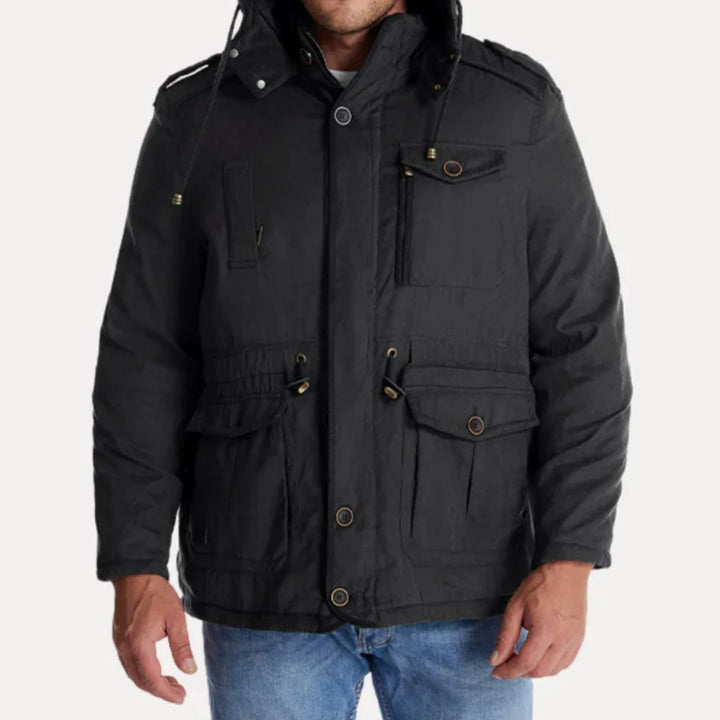 Herren Winterjacke mit Fleece-Futter robuste Outdoorjacke mit Kapuze