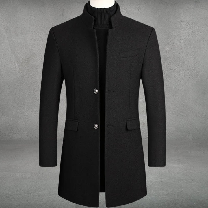 Herren Wollmantel Eleganter Slim-Fit Business Mantel Stehkragen