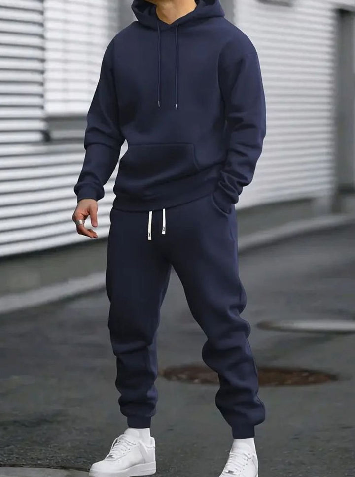 Herren Zweiteiliges Stilvolles Pullover-Set Hoodie Jogger Freizeitanzug - Blau