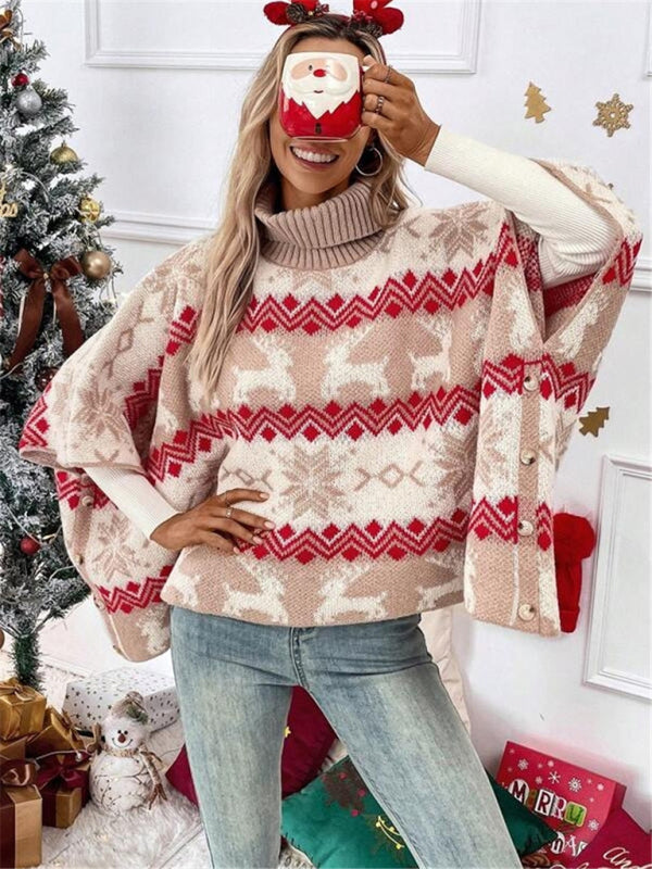 Elfriede | Damen Festlicher Winterstrickpullover Mit Rentiermotiv
