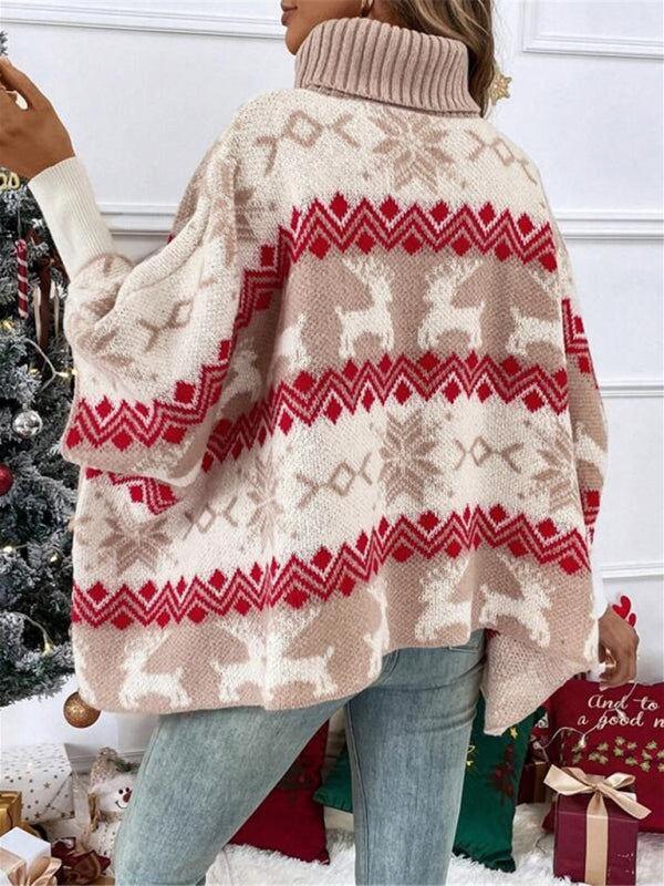 Elfriede | Damen Festlicher Winterstrickpullover Mit Rentiermotiv