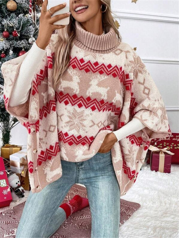 Elfriede | Damen Festlicher Winterstrickpullover Mit Rentiermotiv