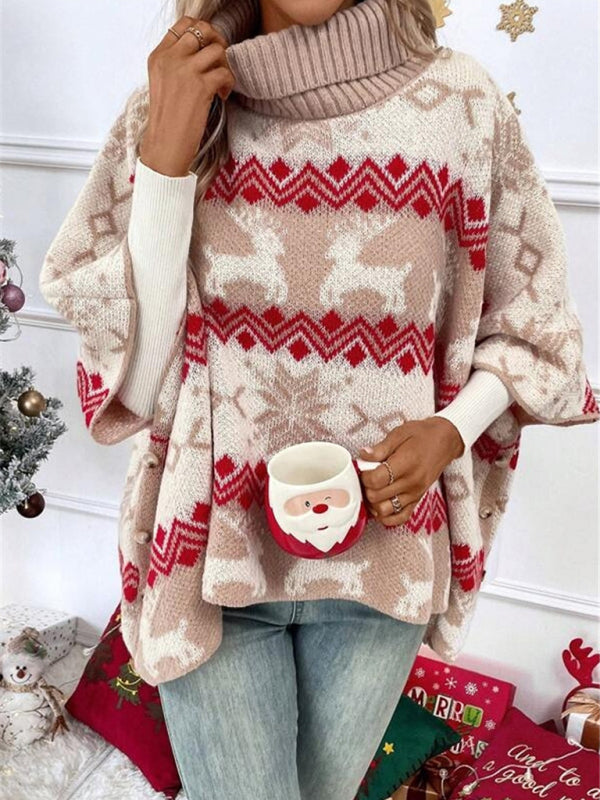 Elfriede | Damen Festlicher Winterstrickpullover Mit Rentiermotiv