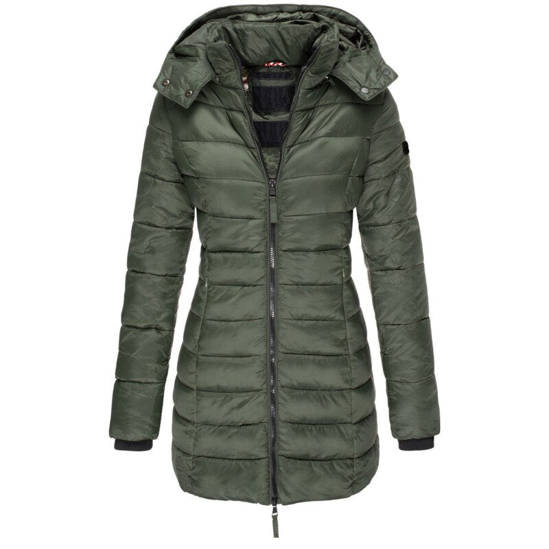 Kamilla | Damen Winter Lange Pufferjacke mit Kapuze
