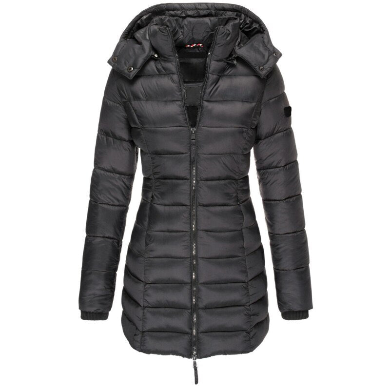 Kamilla | Damen Winter Lange Pufferjacke mit Kapuze
