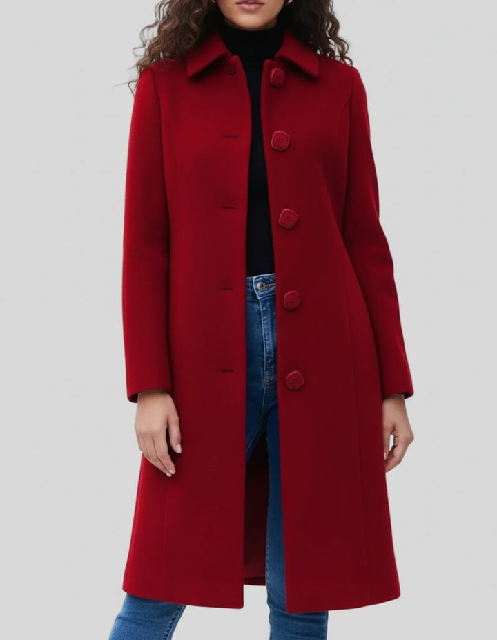 Franziska | Damen Lange Winterjacke mit Knopfleiste