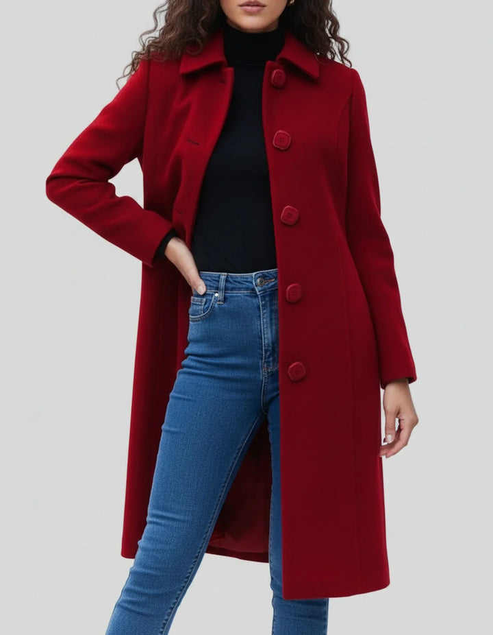 Franziska | Damen Lange Winterjacke mit Knopfleiste