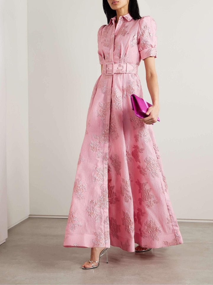 Karin | Elegantes Blumiges Jacquard-Kleid