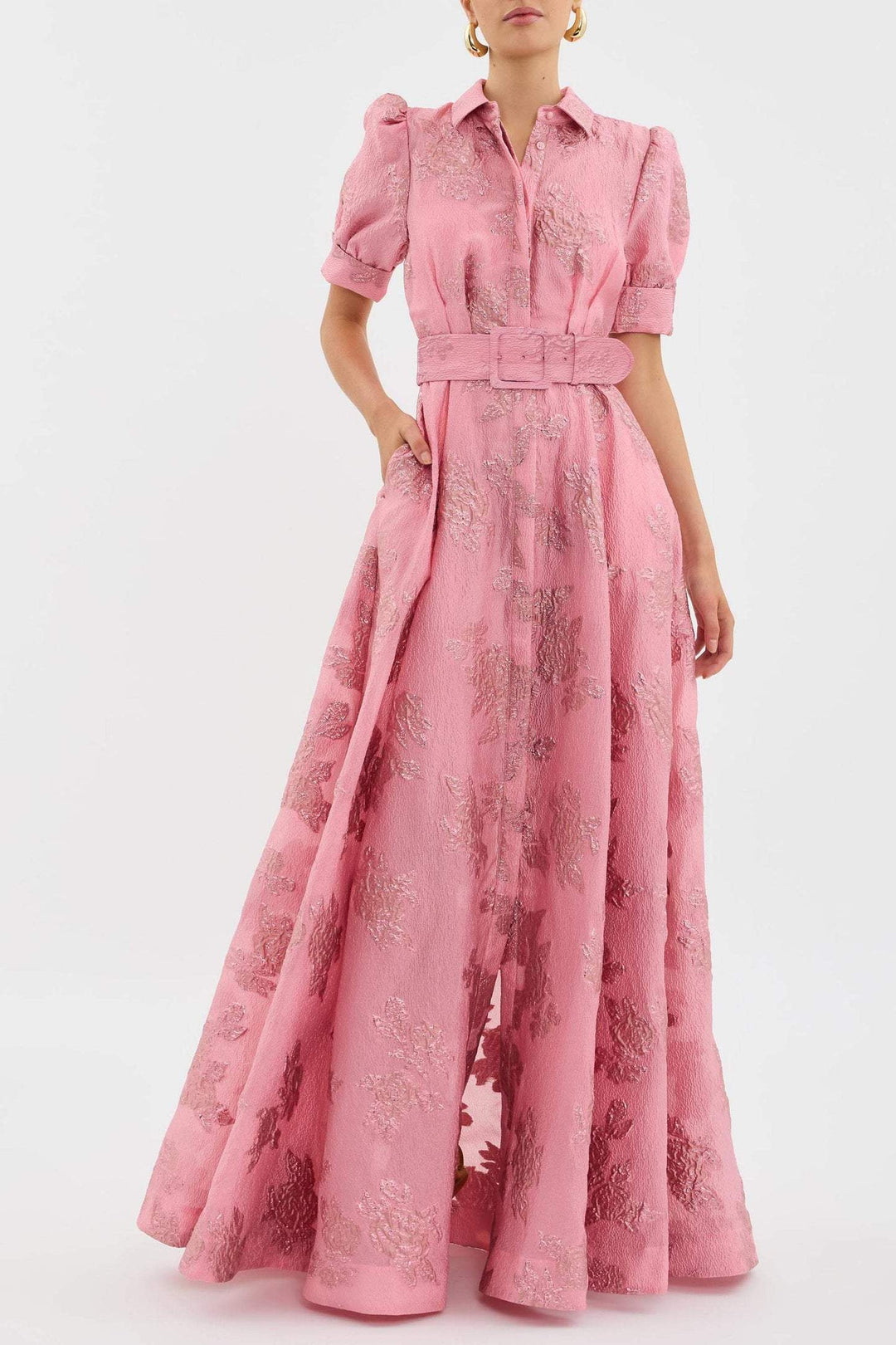 Karin | Elegantes Blumiges Jacquard-Kleid