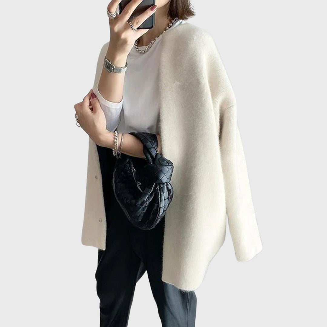 Kaschmir Cardigan Lang Knopfleiste Elegant Strick