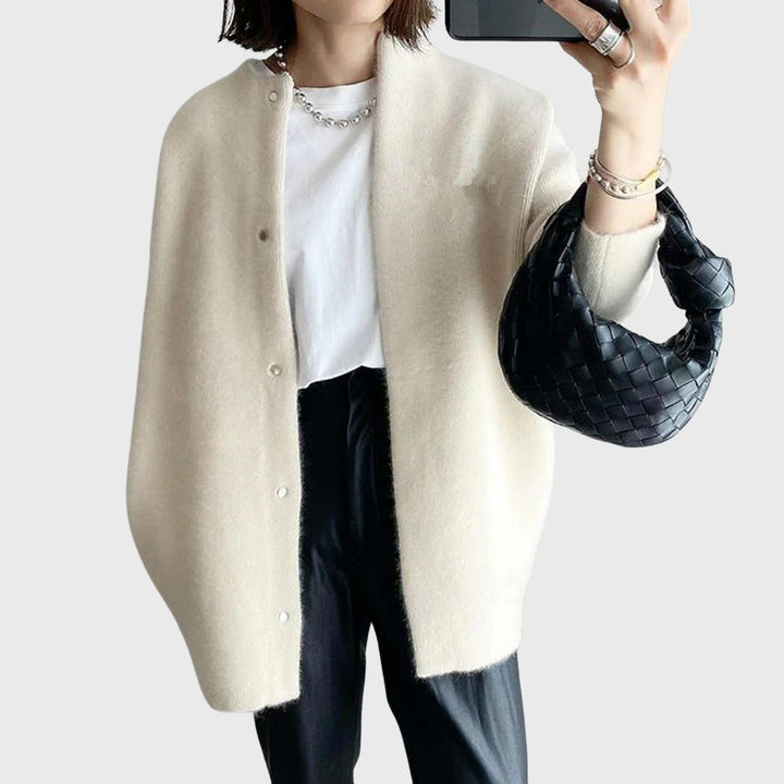 Kaschmir Cardigan Lang Knöpfe Elegant Damen Strickjacke - Beige