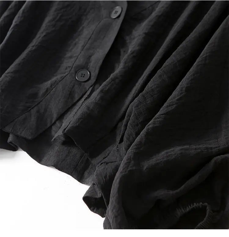 Leinen Bluse Langarm Oversized V-Ausschnitt Sommer