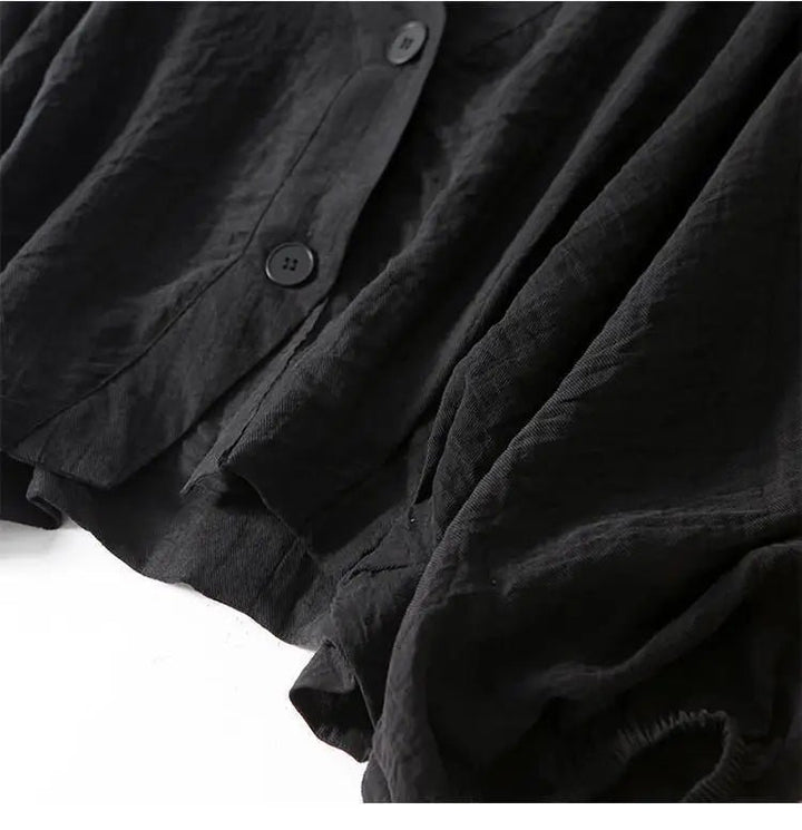 Leinen Bluse Langarm Oversized V-Ausschnitt Sommer