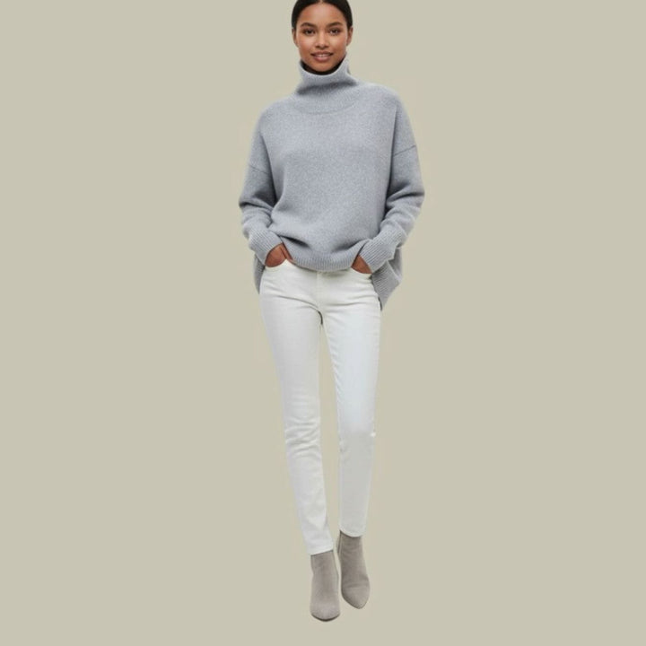 Locker Geschnittener Rollkragen Strickpullover für Damen Oversized