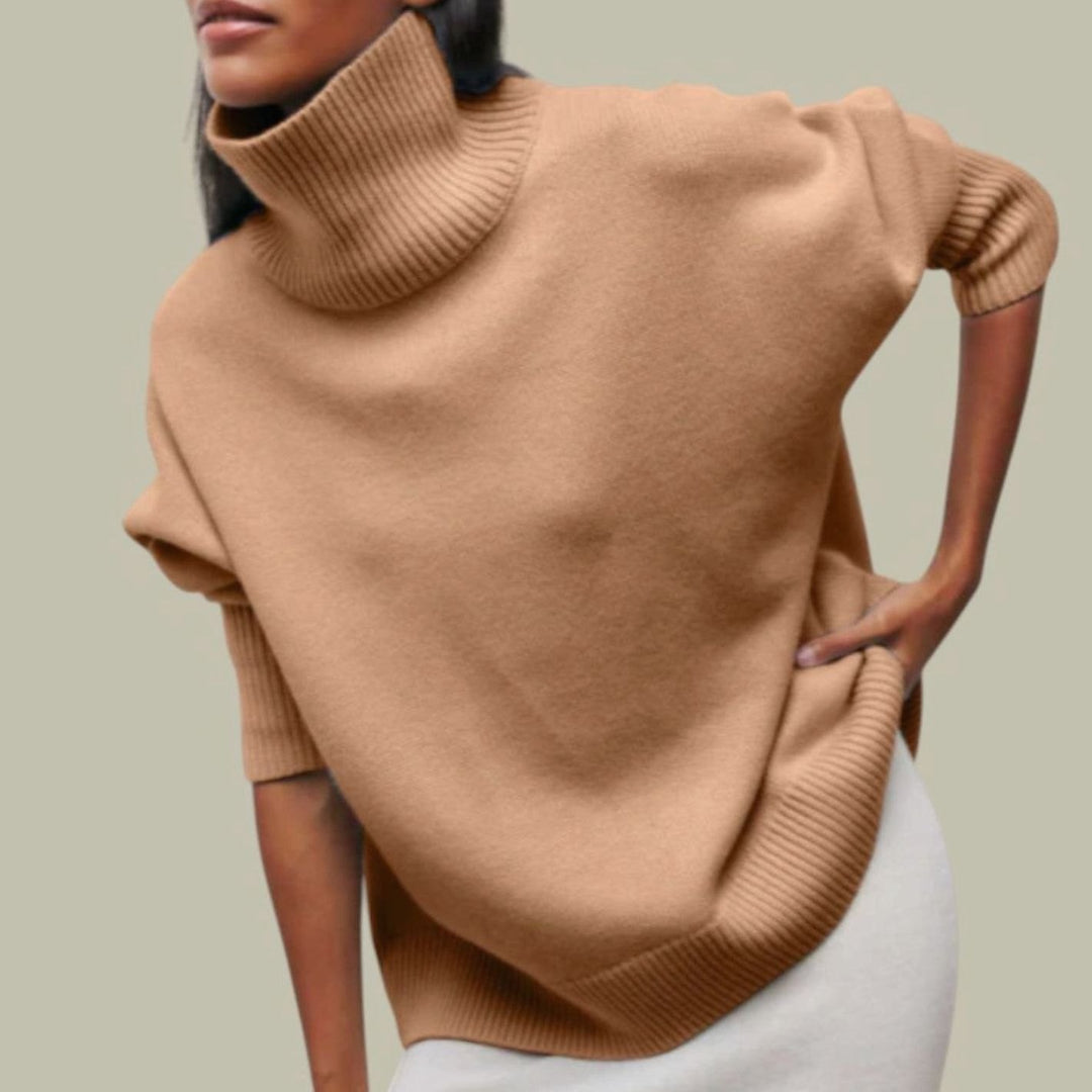 Locker Geschnittener Rollkragen Strickpullover für Damen Oversized - Khaki
