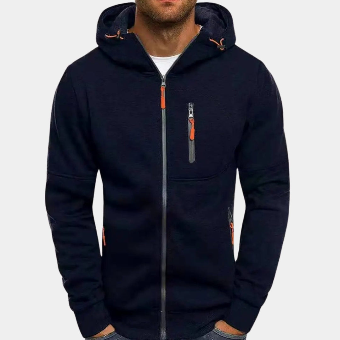 Lässiger Herren-Hoodie mit Reißverschluss und Kapuze - Marineblau